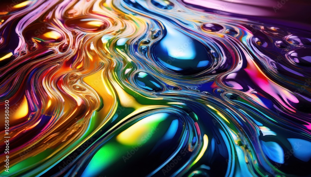 Vivid Oil Liquid Rainbow Waves in Glossy Abstract Design. Flowing Iridescent Colors and Fluid Curves Ideal for Creative Backgrounds, Artistic Projects, or Futuristic Design Concepts Vivid Oil Liquid Rainbow Waves in Glossy Abstract Design. Flowing Iridescent Colors and Fluid Curves Ideal for Creative Backgrounds, Artistic Projects, or Futuristic Design Concepts