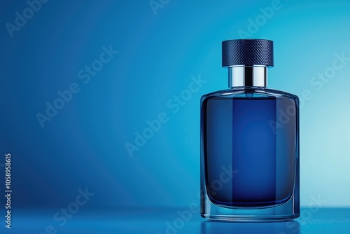 Elegant Blue Glass Perfume Bottle on Gradient Background