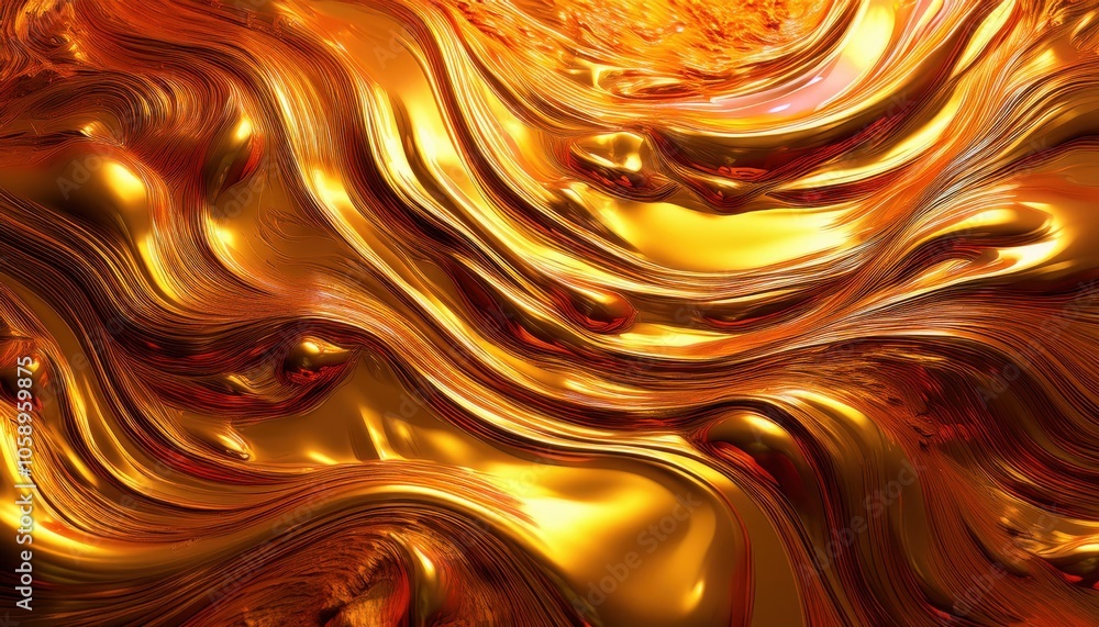 Vibrant Molten Gold Liquid Flow Texture with Radiant Metallic Swirls and Dynamic Light Reflections. Luxurious Golden Wave Pattern Ideal for High-End Branding, Digital Art, and Abstract Background Vibrant Molten Gold Liquid Flow Texture with Radiant Metallic Swirls and Dynamic Light Reflections. Luxurious Golden Wave Pattern Ideal for High-End Branding, Digital Art, and Abstract Background