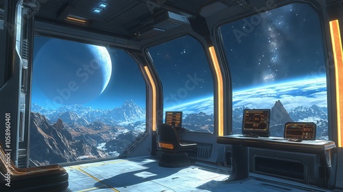 Fototapeta Naklejka Na Ścianę i Meble -  Futuristic Space Station Interior