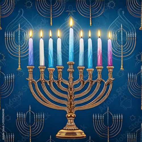 menorah with lit candles