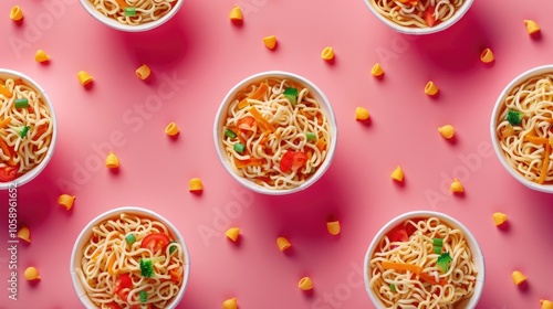 Top View Of Instant Noodles