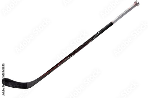 Black hockey stick isolated on transparent background