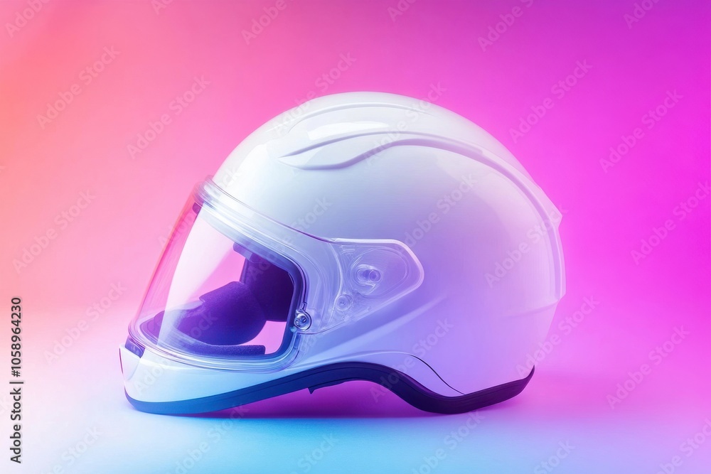 Fototapeta premium White safety helmet against a gradient backdrop with room for customization or text choices