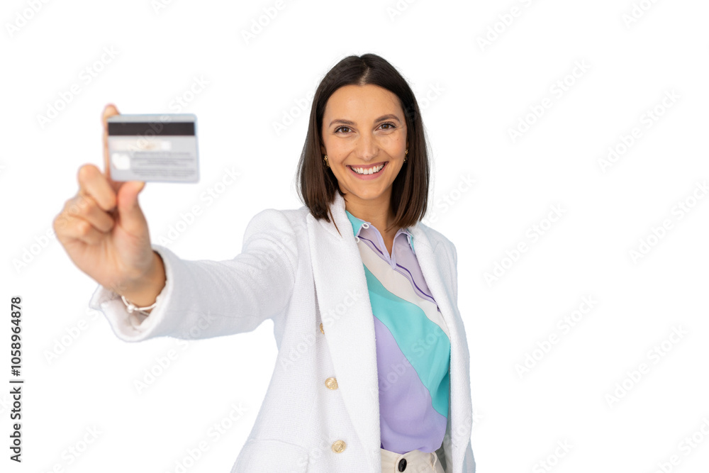Portrait of a professional woman holding up a credit card Portrait of a professional woman holding up a credit card