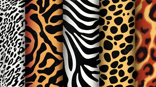 Seamless animal print pattern with zebra and leopard designs