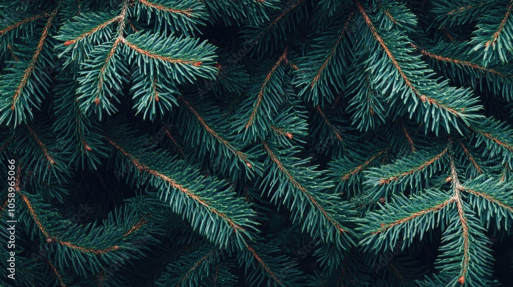 Christmas themed banner background featuring a close up of green fir tree branches Offers copy space with a stylish moody dark toned design perfect for winter holiday themes Christmas themed banner background featuring a close up of green fir tree branches Offers copy space with a stylish moody dark toned design perfect for winter holiday themes