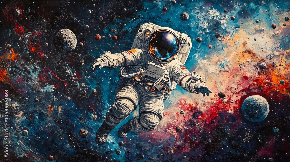 Fototapeta premium Astronaut in the Colorful Universe