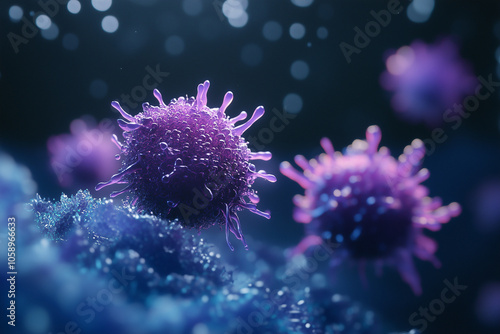 Lymphocytes and biomedical concept, 3d rendering