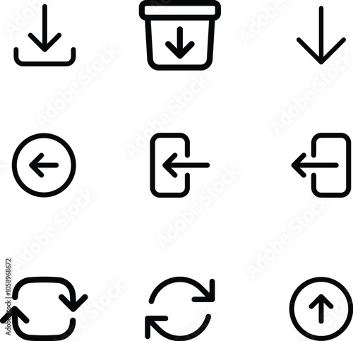 Download button icon set. Small User Interface Line Icons Editable Stroke, Multi Series, colourful modern buttons for app, website, UI. transparent png and vector illustration.