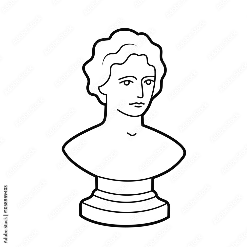 Plaster bust. Classical sculpture isolated on white background. Outline illustration, design element
Plaster bust. Classical sculpture isolated on white background. Outline illustration, design element