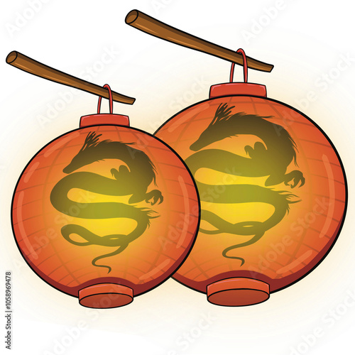 A modern interpretation of the traditional dragon lantern. The combination of the bold red color and the simple dragon silhouette creates an elegant and modern look.