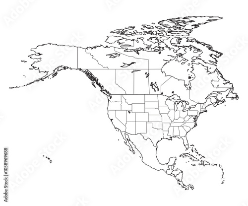 Blank map of North America