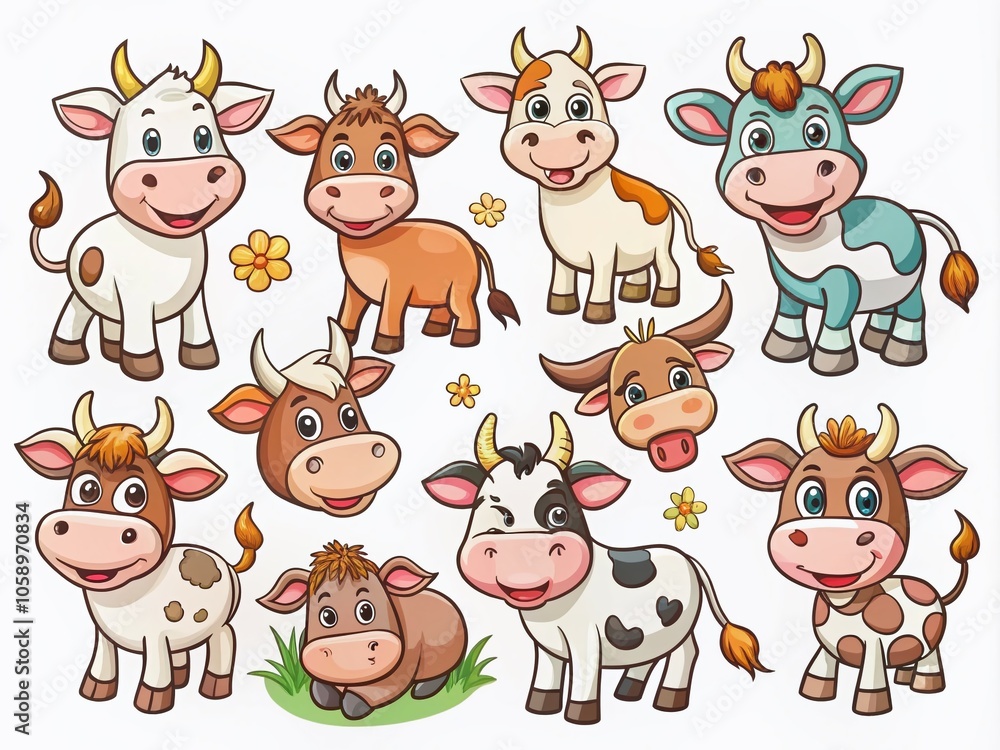 Adorable Cow Doodle Cartoon Illustrations for Kids Adorable Cow Doodle Cartoon Illustrations for Kids