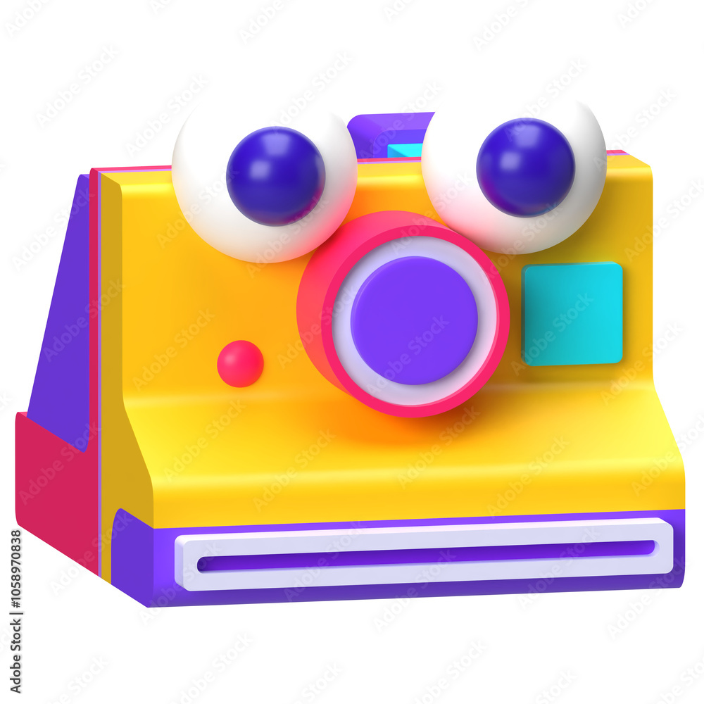 Retro Instant Camera with Eye 3D Element Retro Instant Camera with Eye 3D Element