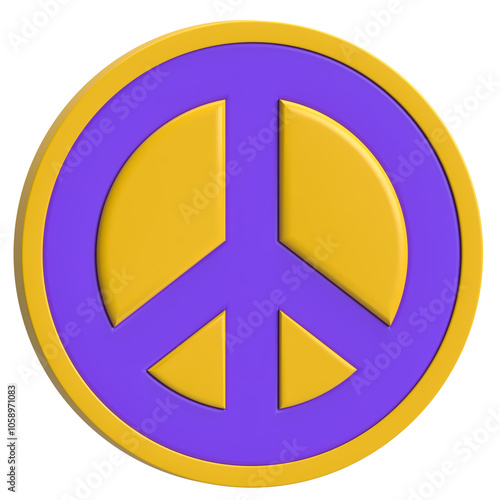 Retro Peace Symbol 3D Element