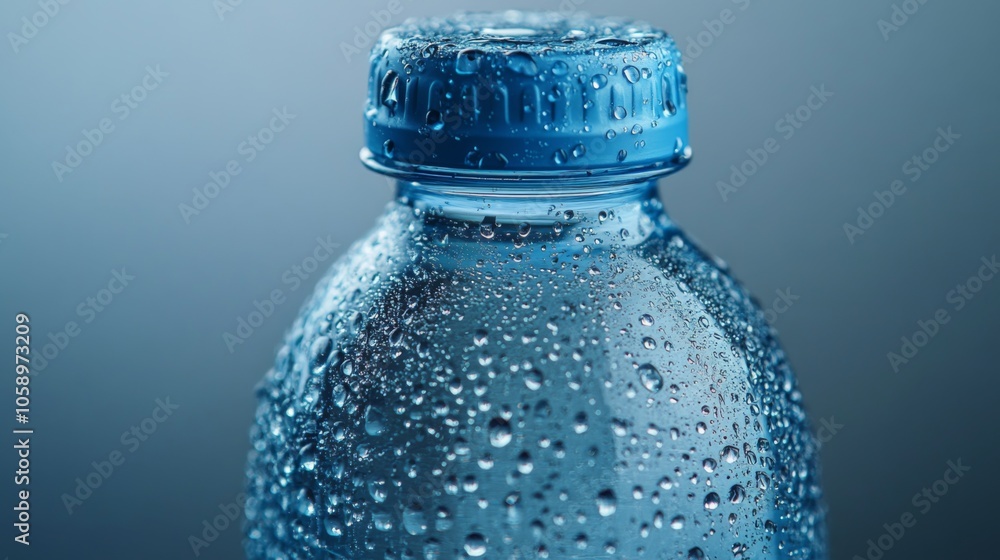 Closeup of a Water Bottle Covered in Condensation Closeup of a Water Bottle Covered in Condensation