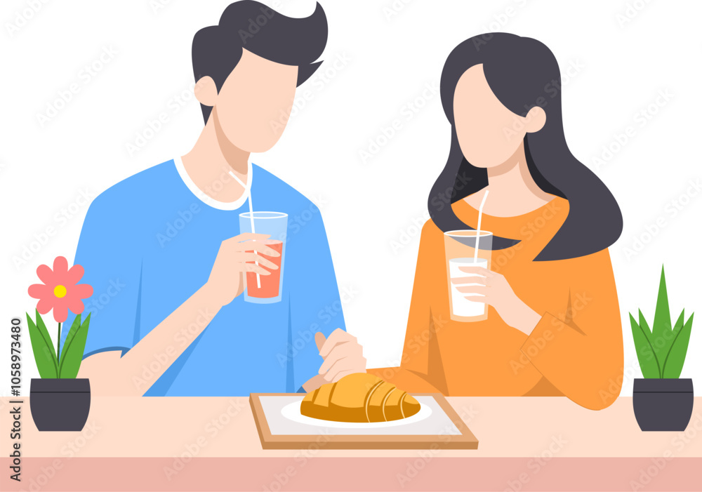 Romantic Couple Enjoying Dinner Illustration in Cozy Setting with Warm Atmosphere Romantic Couple Enjoying Dinner Illustration in Cozy Setting with Warm Atmosphere