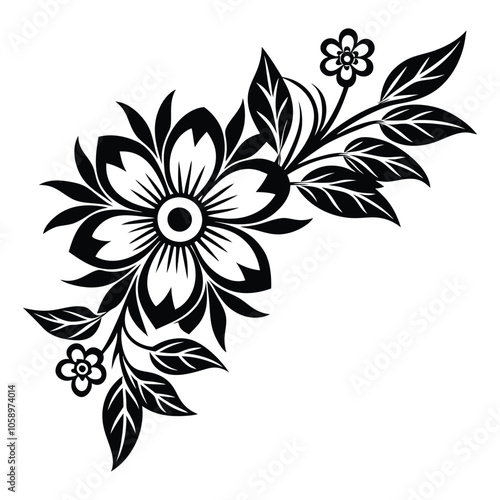 vector flower design corner shape the floral simple