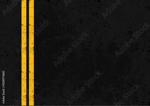 asphalt with yellow stripes - vector background
