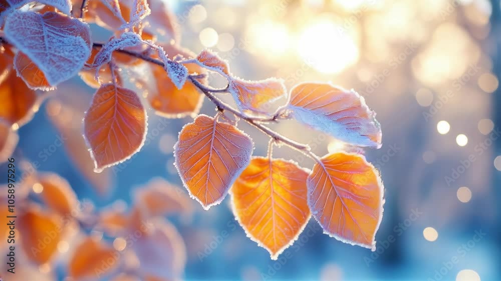 Autumn frozen twig Autumn frozen twig