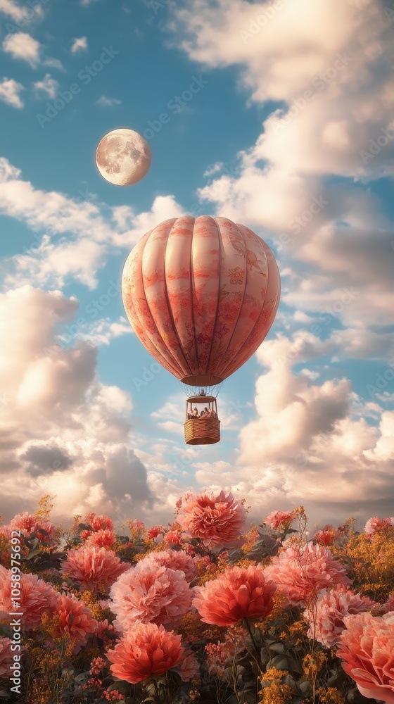 Fototapeta premium Magical Hot Air Balloon in a Dreamy Landscape