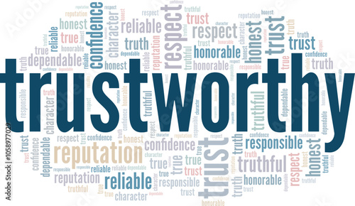 Trustworthy word cloud conceptual design isolated on white background.