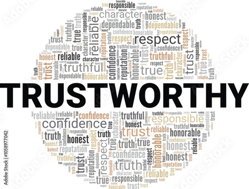 Trustworthy word cloud conceptual design isolated on white background.