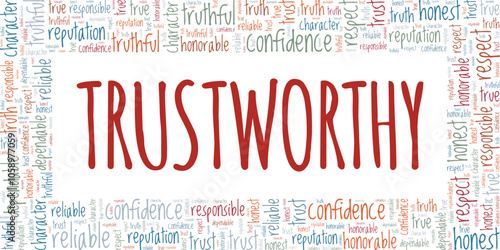 Trustworthy word cloud conceptual design isolated on white background.
