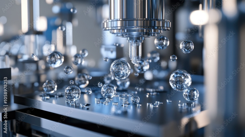 High-tech microdroplet deposition system in a laboratory setting, key to innovative material development. High-tech microdroplet deposition system in a laboratory setting, key to innovative material development.