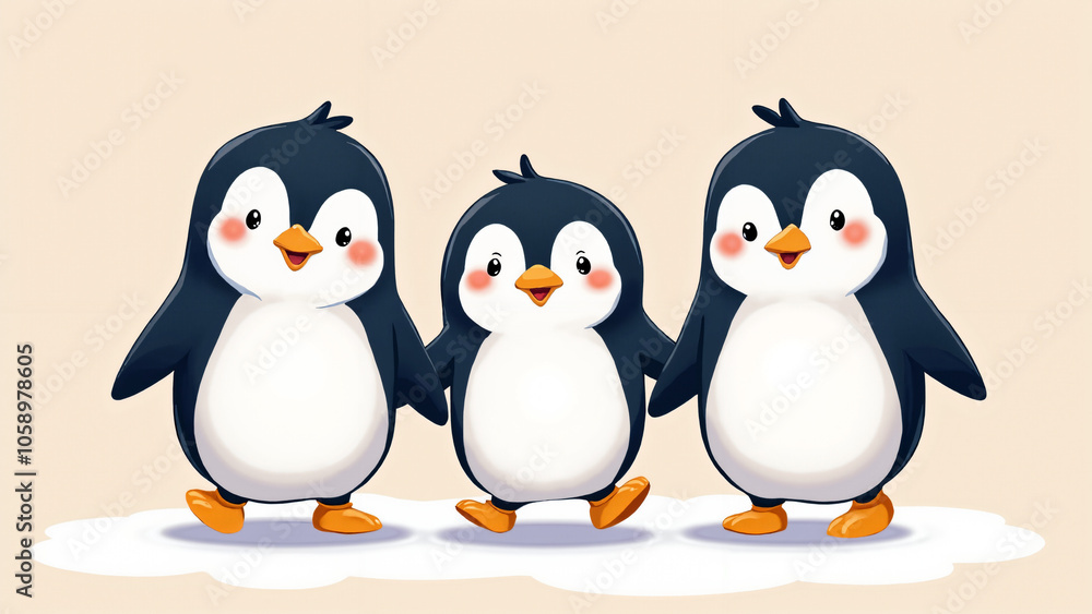 Whimsical Penguin Family Vector Icon: Playful Cartoon Characters for Children's Products and Family Branding Whimsical Penguin Family Vector Icon: Playful Cartoon Characters for Children's Products and Family Branding