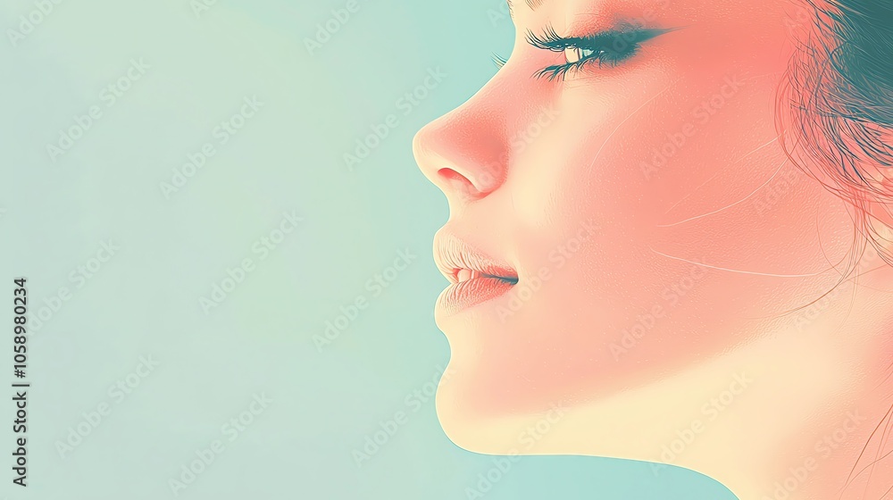 Eye problems Profile of a thoughtful woman, soft colors eyes care