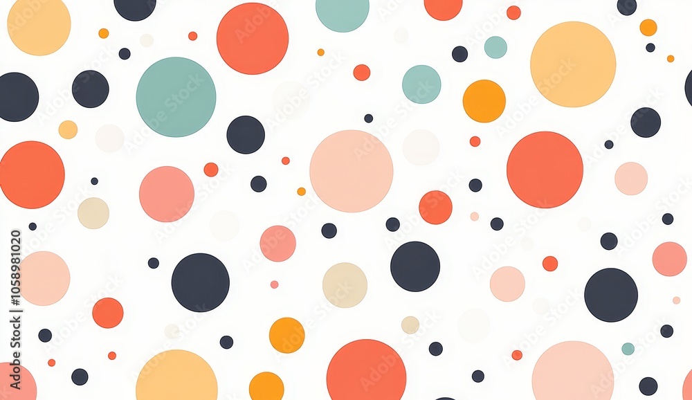 The background is white with pastel pink confetti, a copy space, and halftone colored circles around it The background is white with pastel pink confetti, a copy space, and halftone colored circles around it