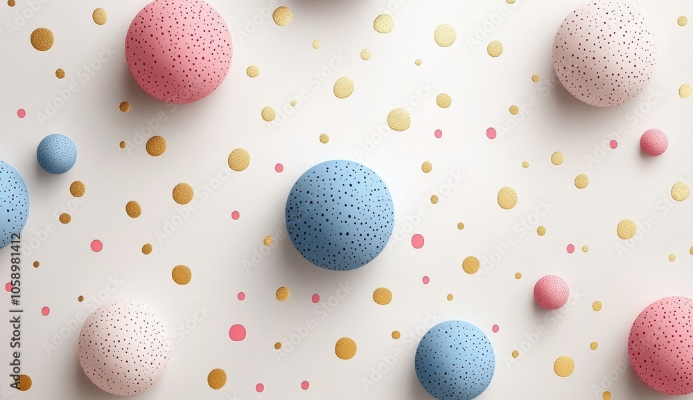 Background with pastel confetti, copy space, and halftone circles in colored halftones Background with pastel confetti, copy space, and halftone circles in colored halftones