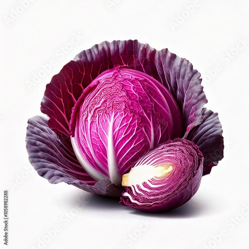 Red cabbage isolated on white background photo