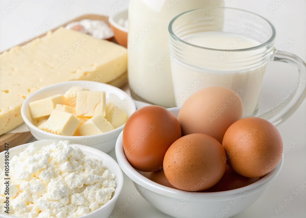 Dairy and Eggs Outline Illustration - Flat Design, Pixel Perfect Dairy and Eggs Outline Illustration - Flat Design, Pixel Perfect
