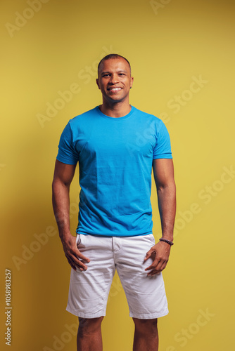 Brazilian man with basic blue shirt