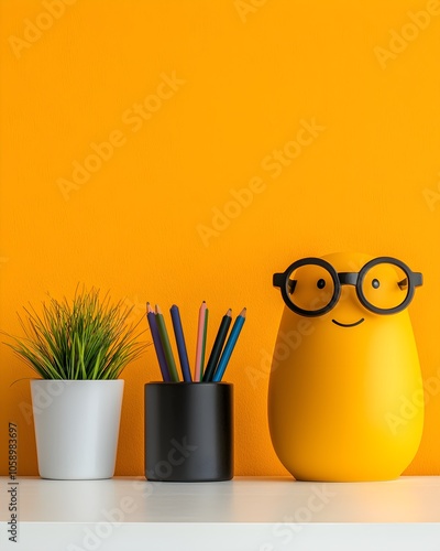 Cheerful workspace decor with quirky accessories photo