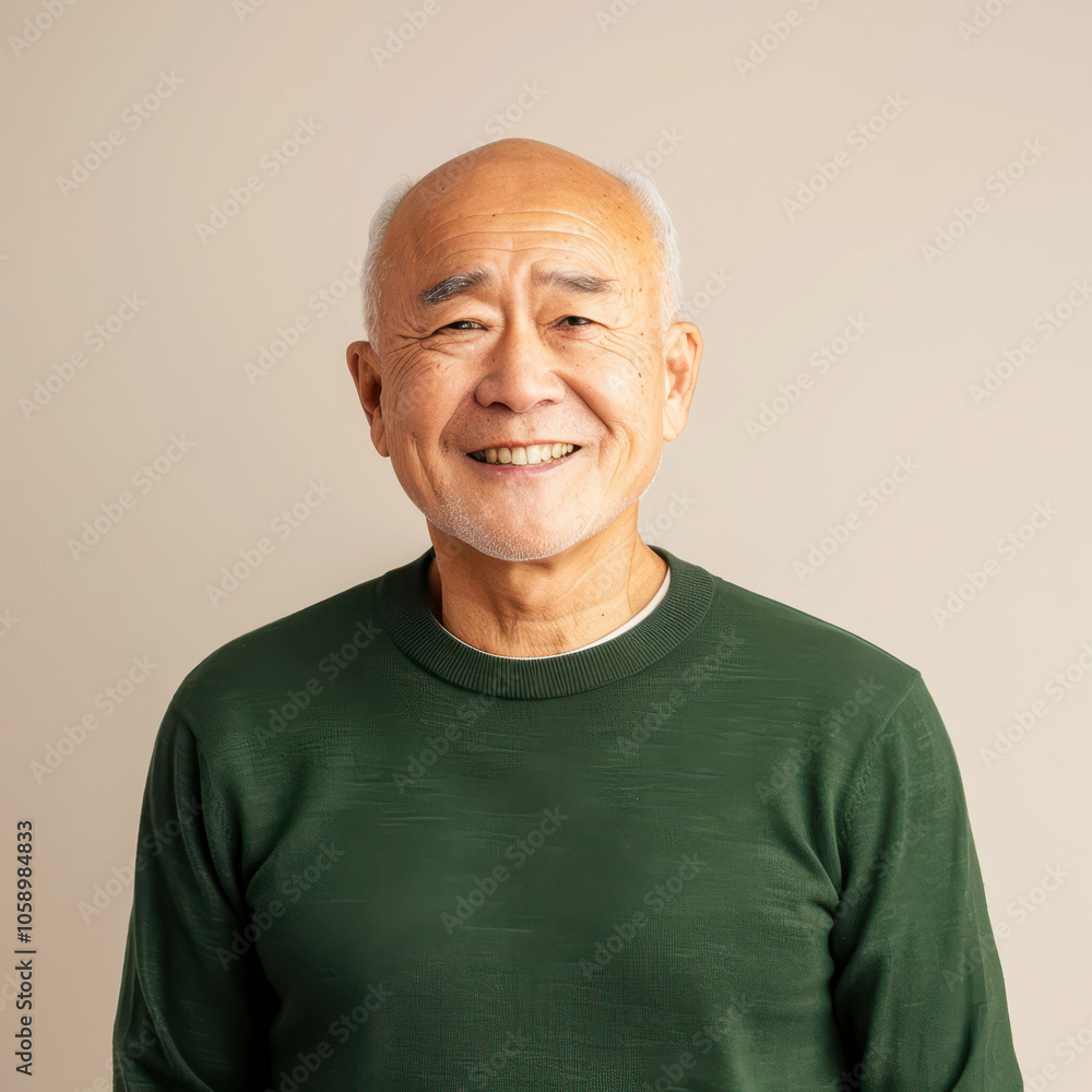 Portrait of a content Asian senior man with a warm smile and grey hair Portrait of a content Asian senior man with a warm smile and grey hair