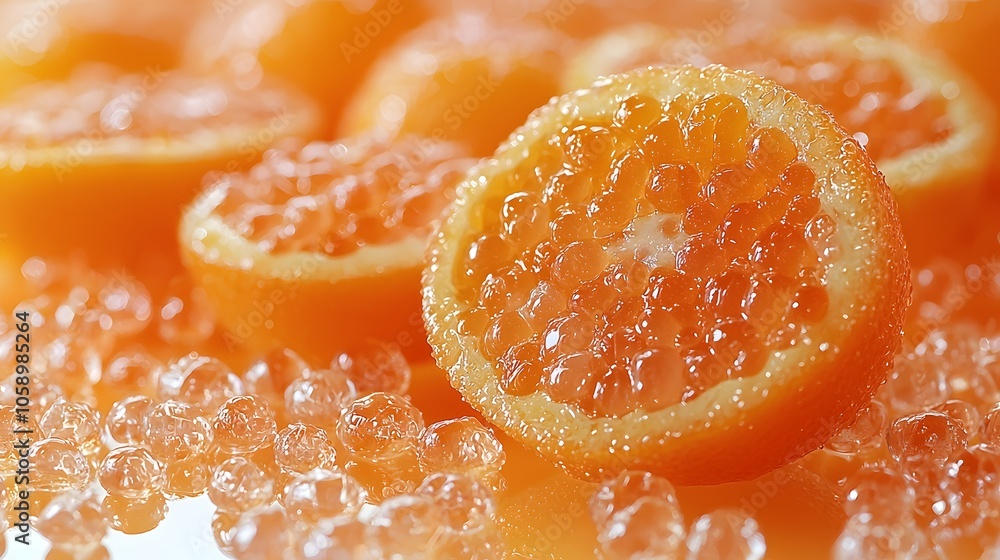 Close-up of fresh oranges with sparkling water droplets and vibrant citrus texture Close-up of fresh oranges with sparkling water droplets and vibrant citrus texture
