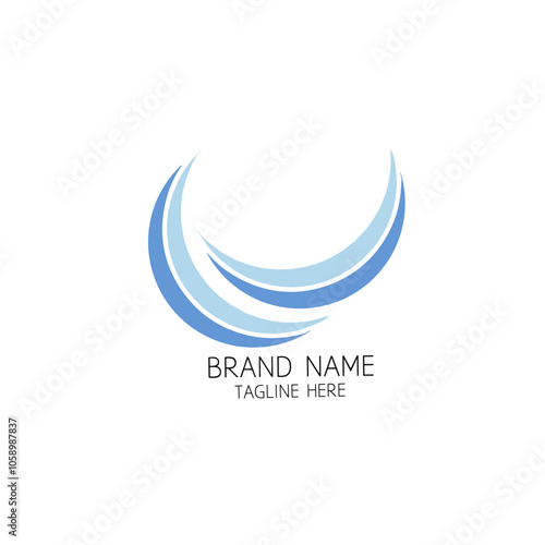 Blue sea waves logo design template