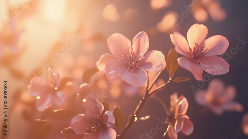 Soft Dreamy Floral Background with Pink Blossoms