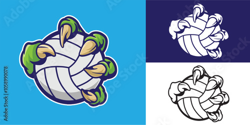 set of claw grabbing volley ball good for sticker, logo, sport team, etc