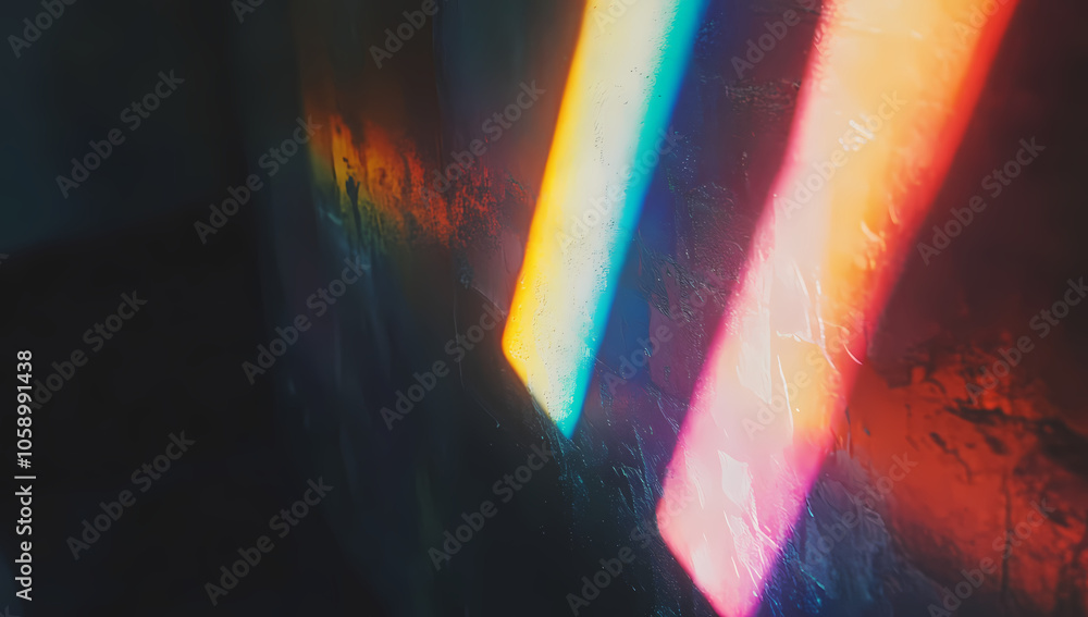 A rainbow light effect is reflected on the wall, creating an ethereal and enchanting atmosphere A rainbow light effect is reflected on the wall, creating an ethereal and enchanting atmosphere