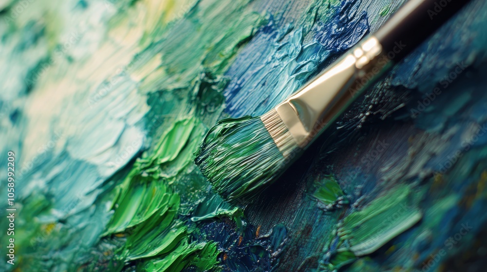 Obraz premium Artistic Application of Paint with Brush on Canvas