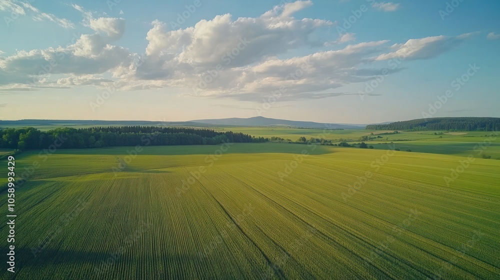 Expansive Green Fields Under a Blue Sky Expansive Green Fields Under a Blue Sky