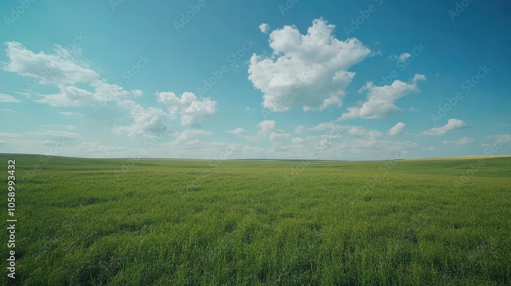 Expansive Green Fields Under a Bright Blue Sky Expansive Green Fields Under a Bright Blue Sky