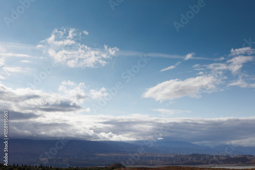 Stunning nature view of mountains and beautiful cloudy sky meadow