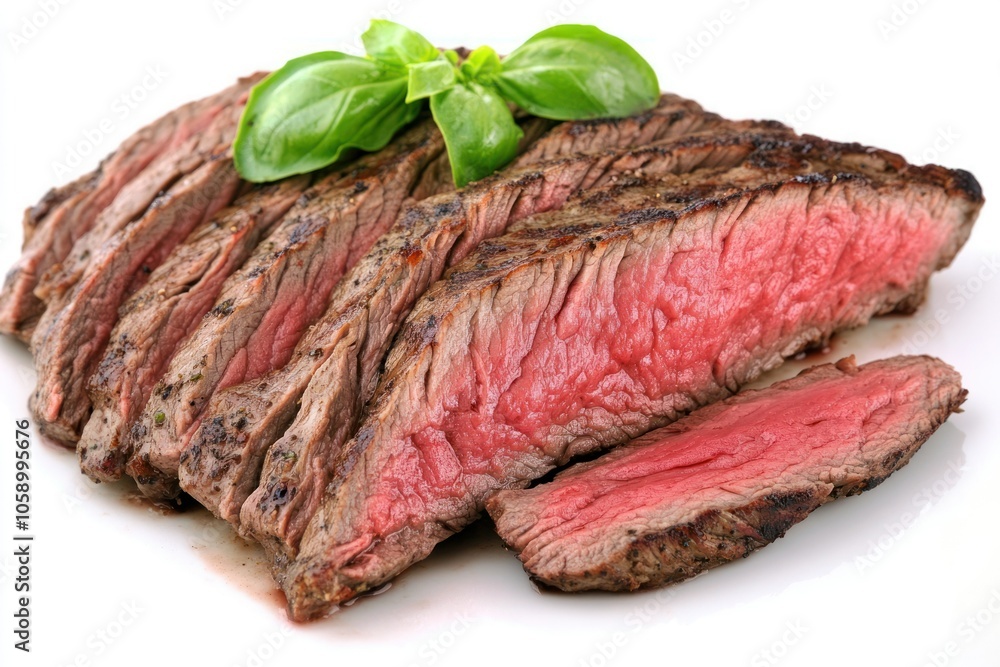 Fototapeta premium Grilled Steak Garnished with Fresh Herbs