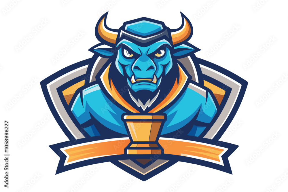 Fototapeta premium Trophy Mascot Logo Design Vector Template set . Trophy Badge Illustration for Sport Team. 